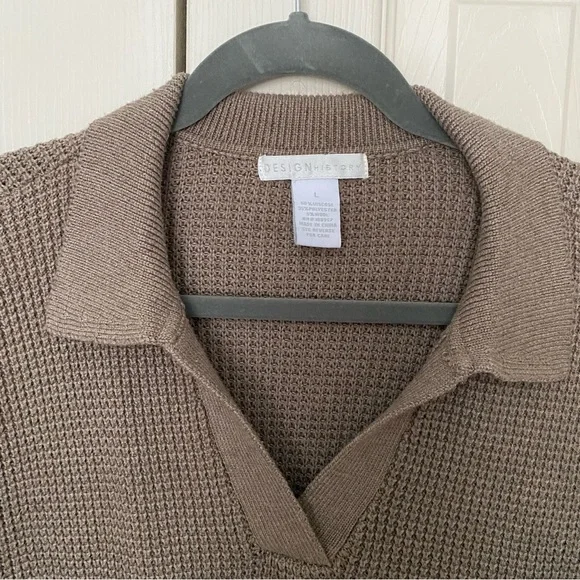 Wool Blend Knit Polo Sweater Women Long Sleeve V Neck Top With Collar - Picture 8 of 9